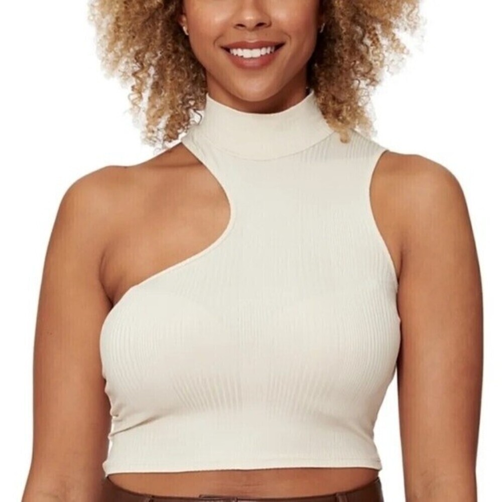 Sofia Richie X Bar III Side Cutout Crop Top Sleeveless tan S Small New